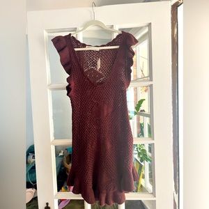 Sz S Mocha Crochet Beach Dress